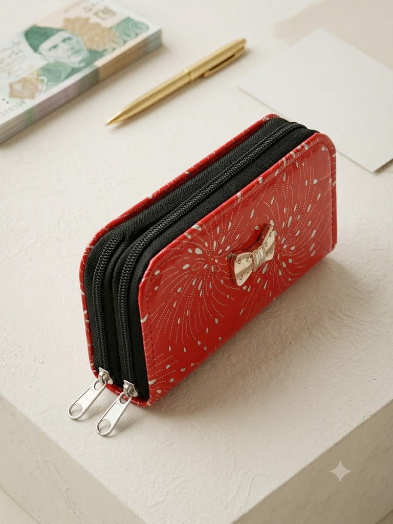 Sparkling Festive Bow Clutch — Vibrant & Spacious