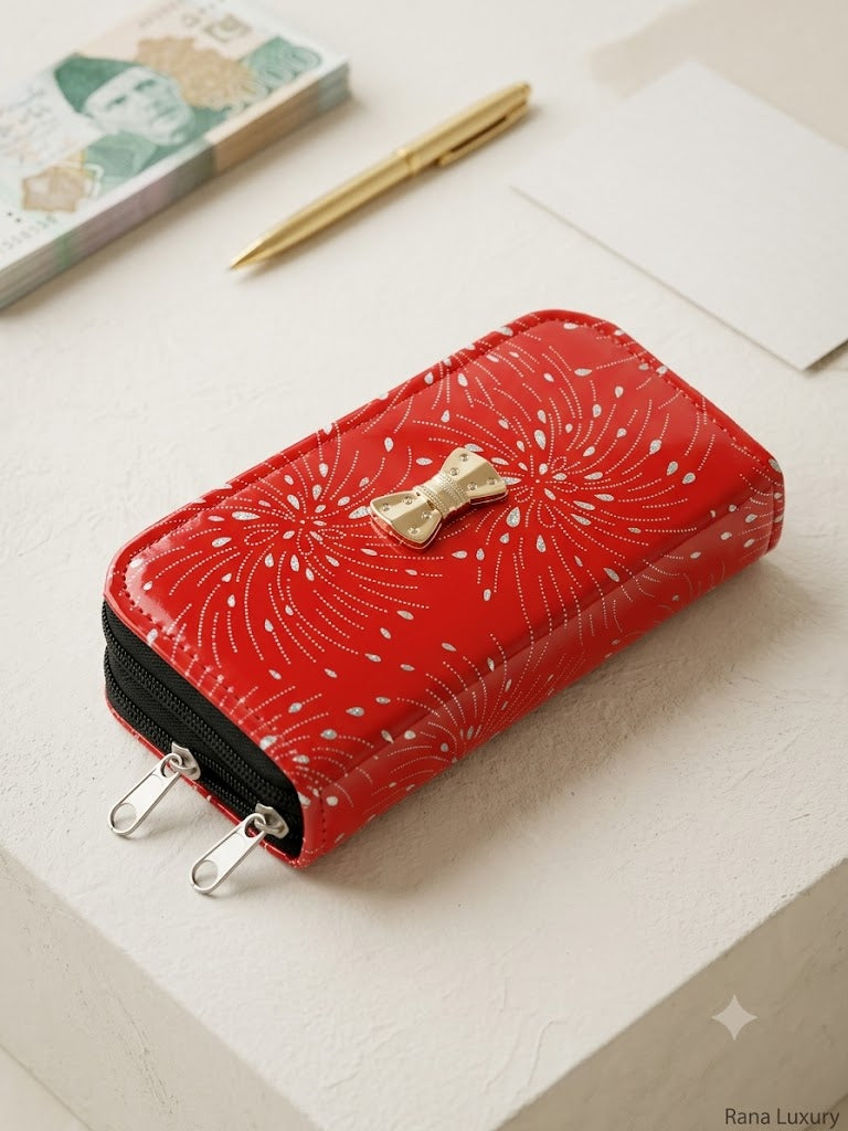 Sparkling Festive Bow Clutch — Vibrant & Spacious