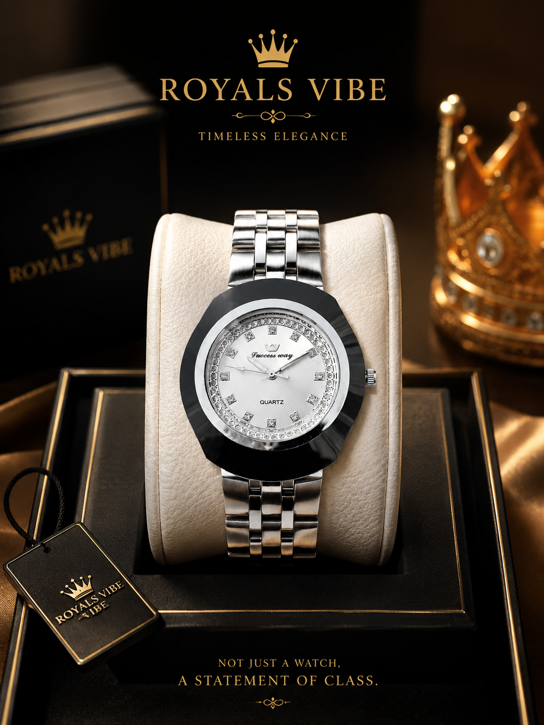 Luxury Silver Stainless Steel Quartz Watch