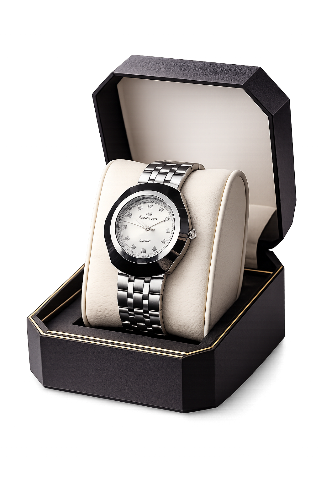 Luxury Silver Stainless Steel Quartz Watch